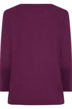 M&Co Womens Purple Long Sleeve Cotton Blend Top><noscript><img width=