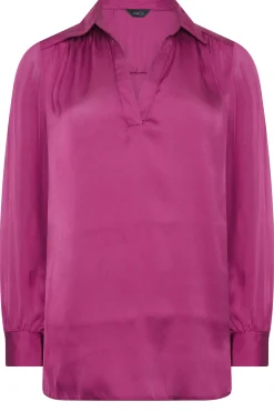 M&Co Womens Purple Satin V-Neck Blouse><noscript><img width=