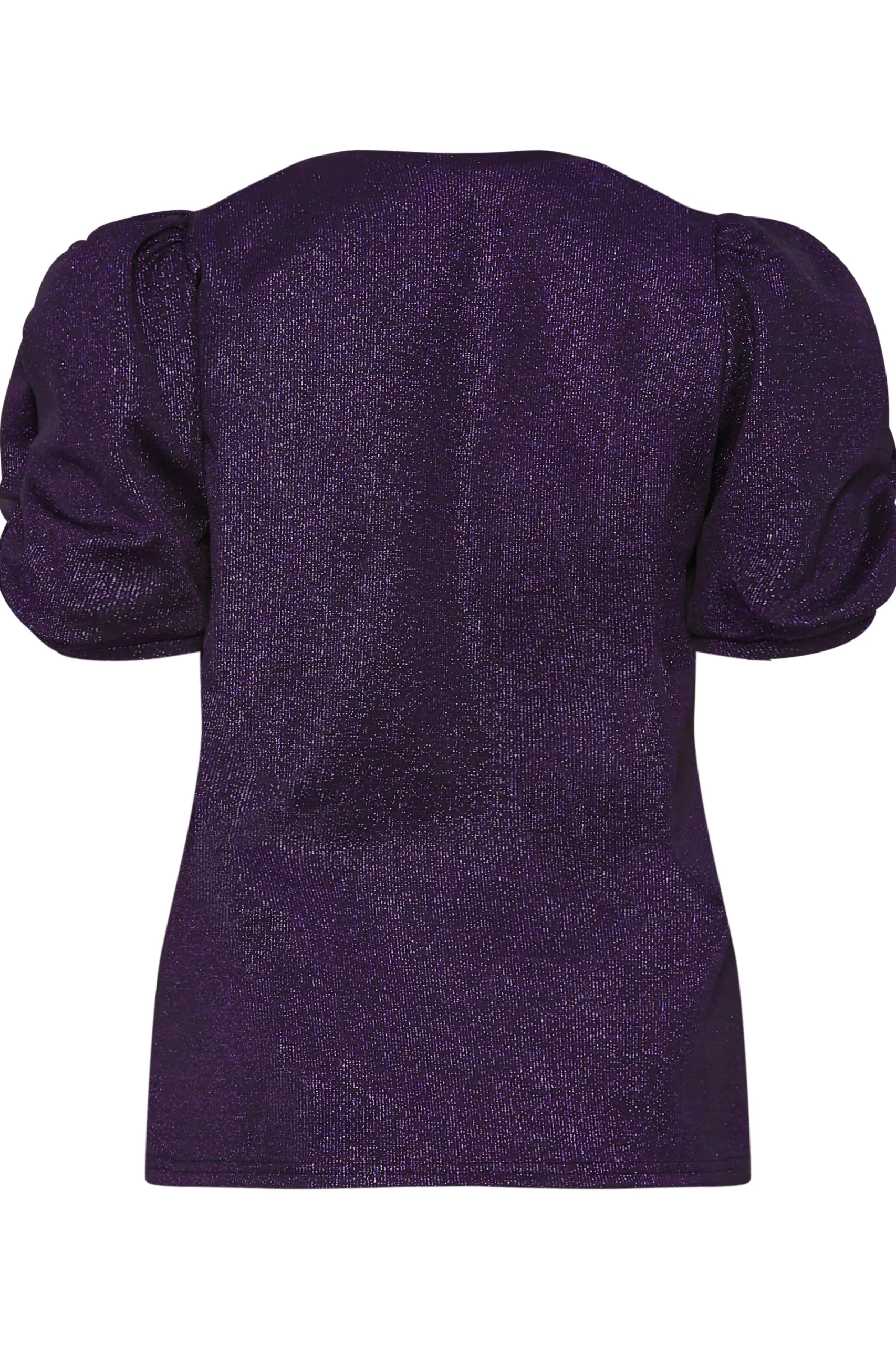 M&Co Womens Purple Shimmer Ruched Sleeve Blouse>Women Blouses