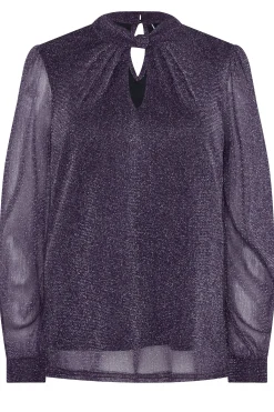 M&Co Womens Purple Shimmer Keyhole Blouse><noscript><img width=