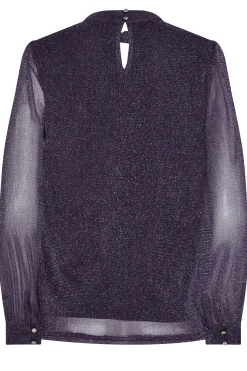 M&Co Womens Purple Shimmer Keyhole Blouse><noscript><img width=