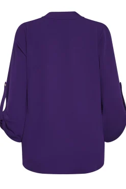 M&Co Womens Purple Statement Button Tab Sleeve Shirt><noscript><img width=
