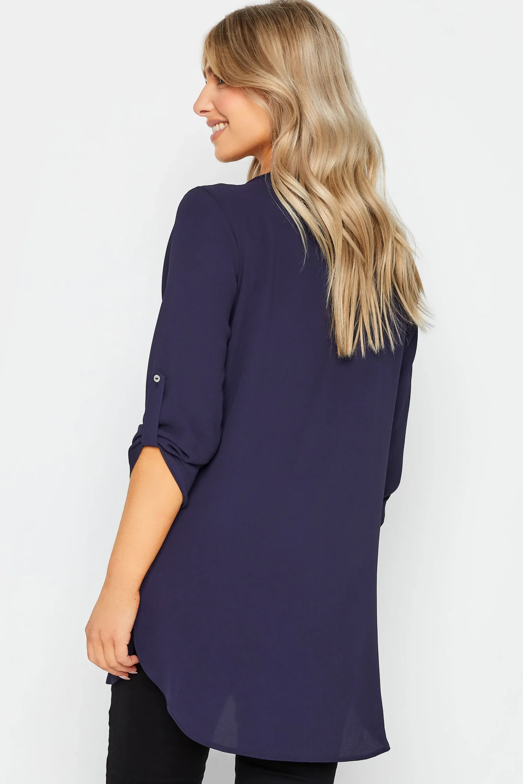 M&Co Womens Purple Statement Button Tab Sleeve Shirt>Women Shirts