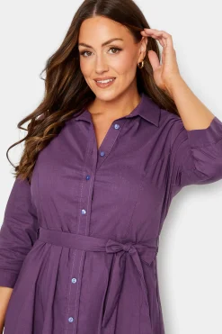 M&Co Womens Purple Tie Waist Shirt Dress><noscript><img width=