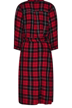 M&Co Womens Red & Black Check Tie Waist Tunic Dress><noscript><img width=