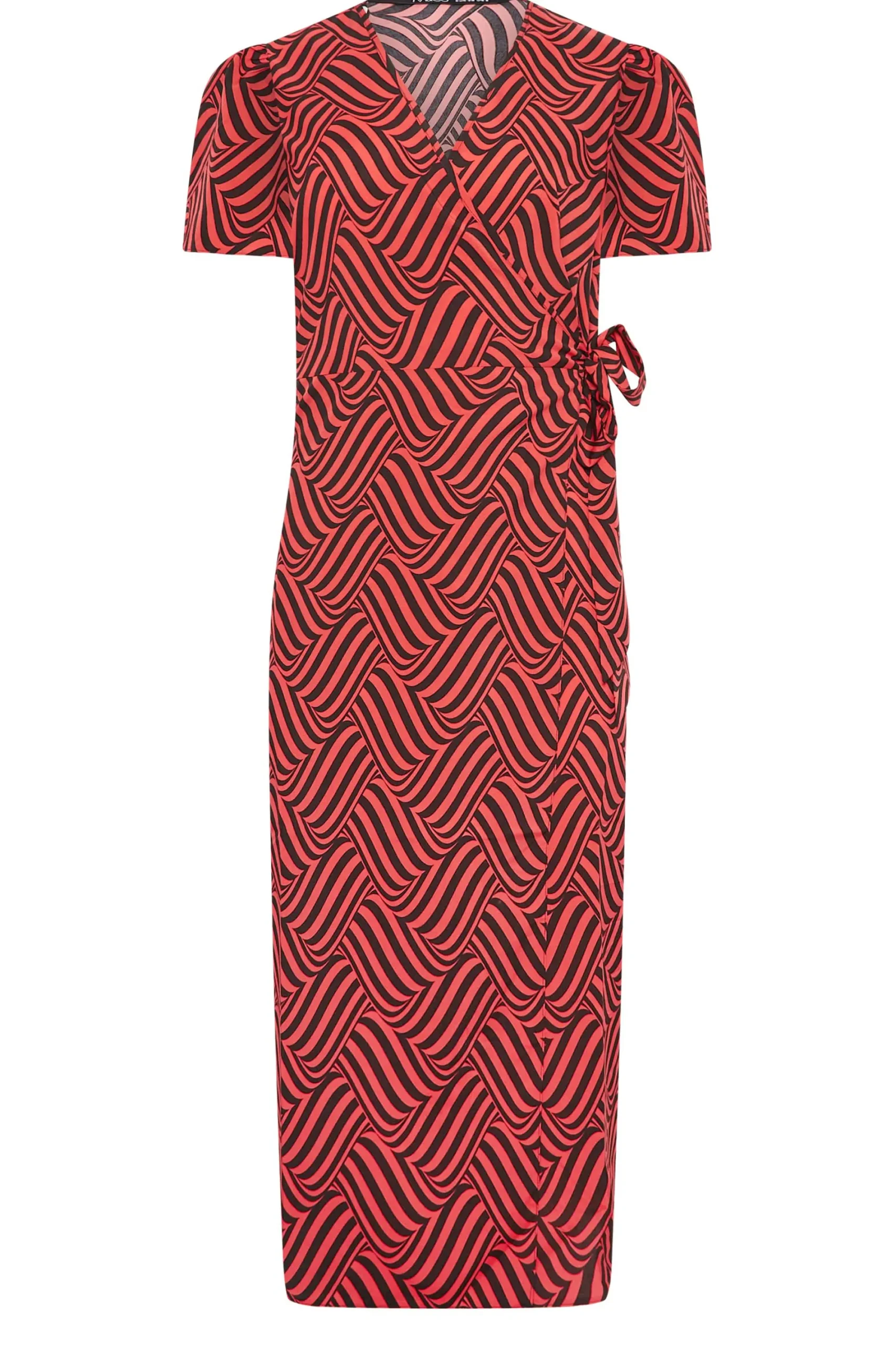 M&Co Womens Red Abstract Stripe Wrap Dress>Women Midi Dresses