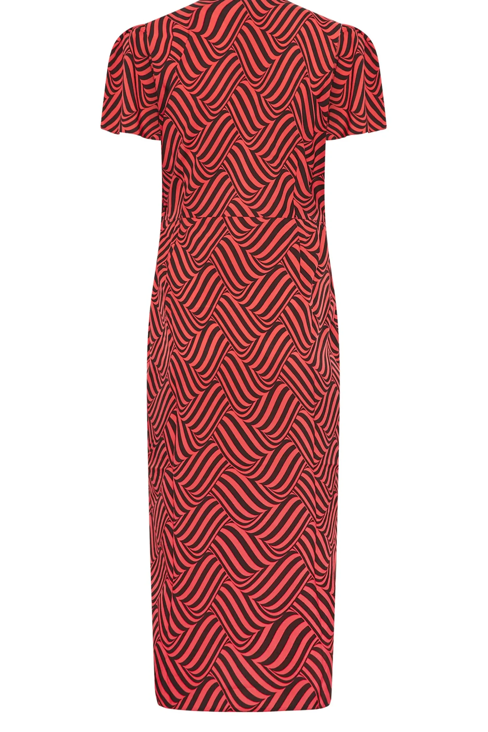 M&Co Womens Red Abstract Stripe Wrap Dress>Women Midi Dresses