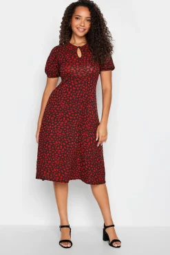 M&Co Womens Red Animal Print Keyhole Maxi Dress>Women Maxi Dresses