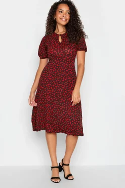 M&Co Womens Red Animal Print Keyhole Maxi Dress>Women Maxi Dresses