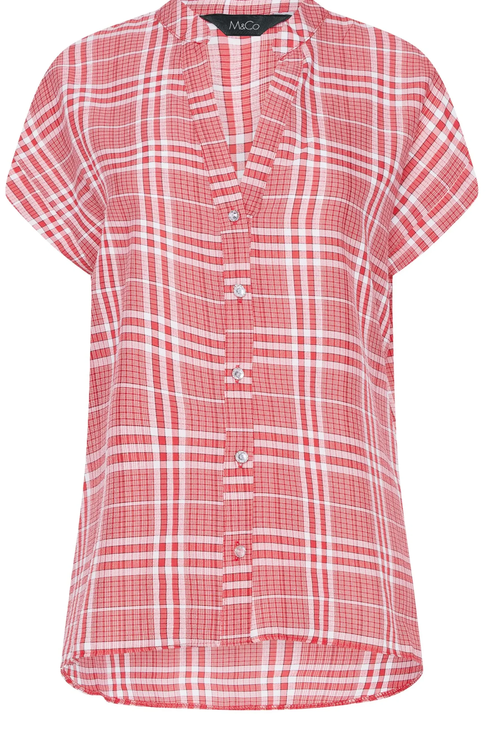 M&Co Womens Red Check Print Shirt>Women Short Sleeve Tops