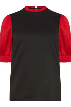 M&Co Womens Red Contrast Sleeve Blouse><noscript><img width=