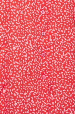 M&Co Womens Red Ditsy Spot Print Midi Button Through Tea Dress><noscript><img width=