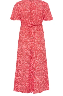 M&Co Womens Red Ditsy Spot Print Midi Button Through Tea Dress><noscript><img width=