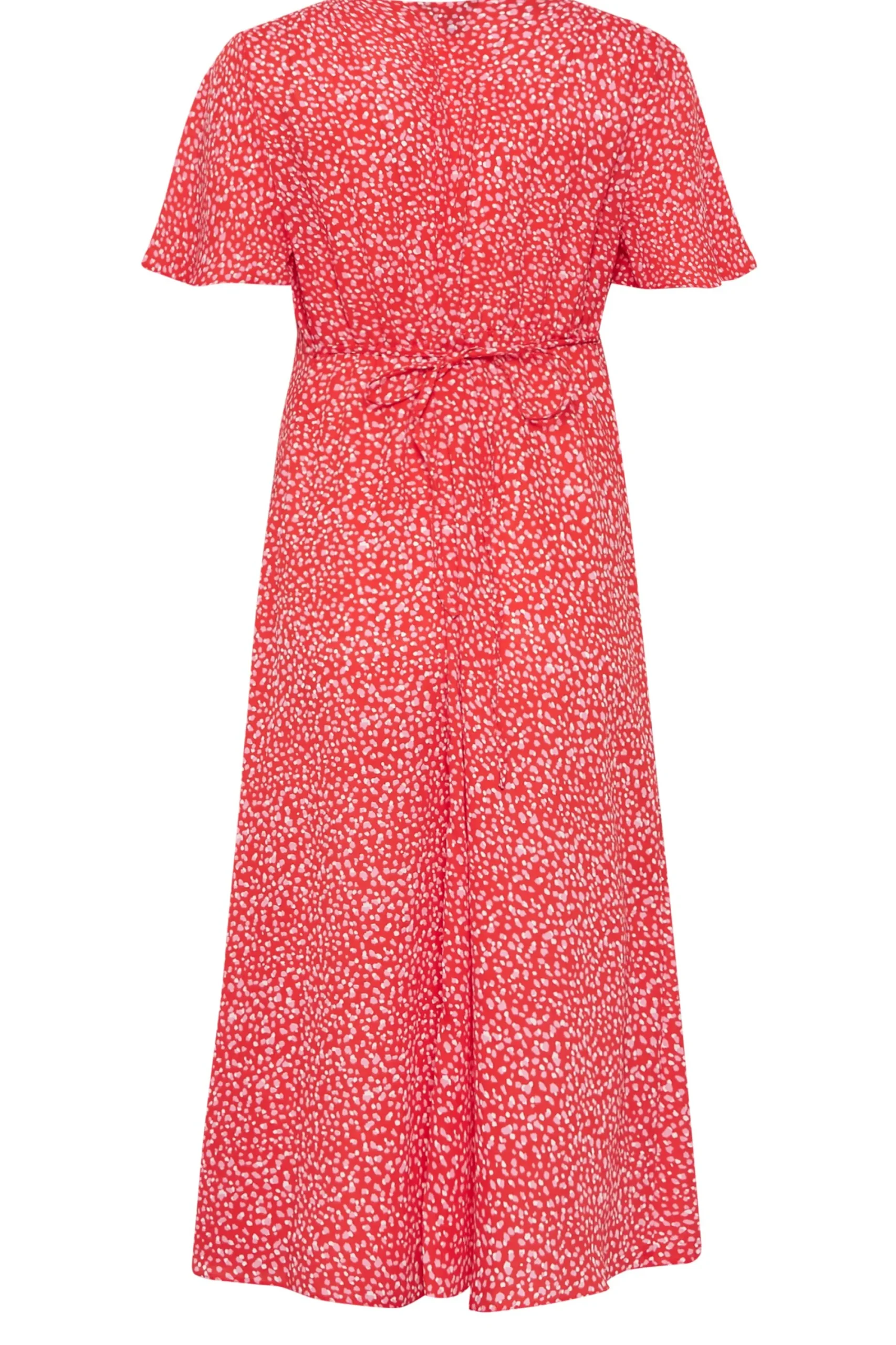 M&Co Womens Red Ditsy Spot Print Midi Button Through Tea Dress>Women Midi Dresses
