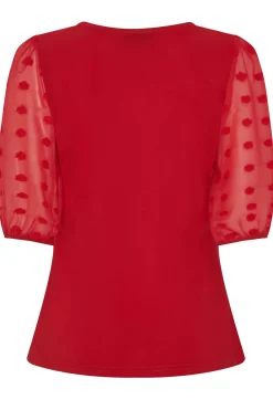 M&Co Womens Red Dobby Sleeve Blouse><noscript><img width=