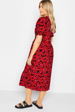 M&Co Womens Red Floral Print Button Through Dress><noscript><img width=