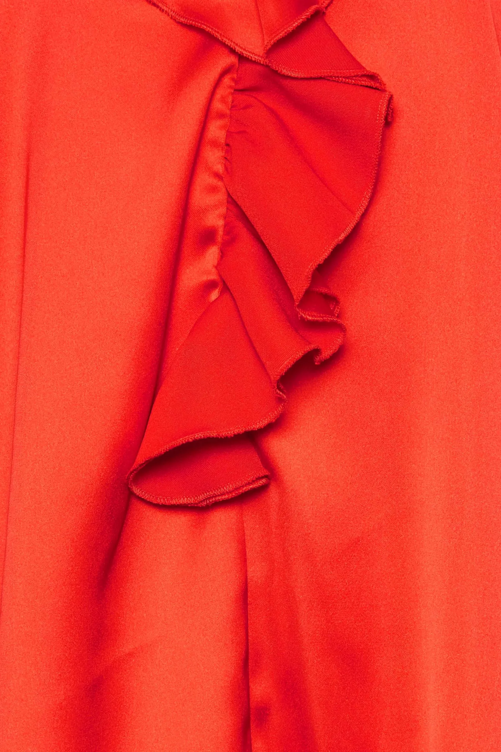 M&Co Womens Red Frill Satin Blouse>Women Short Sleeve Tops
