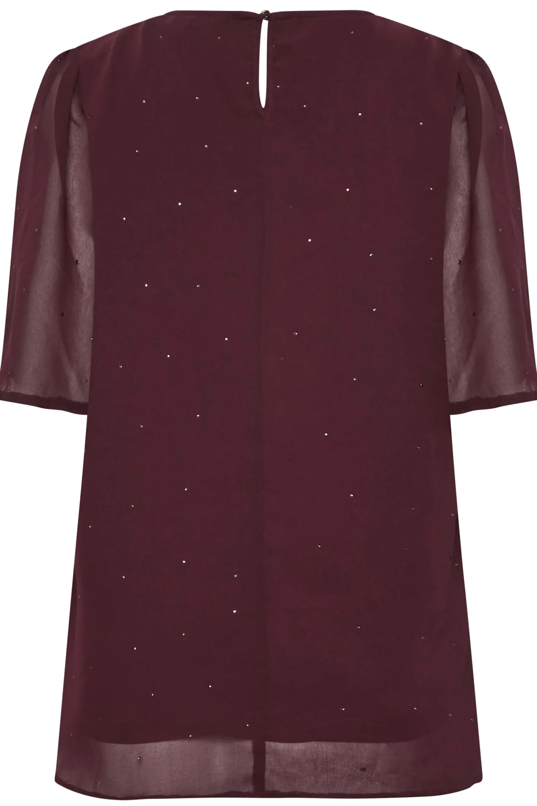 M&Co Womens Red Gem Detail Angel Sleeve Blouse>Women Blouses