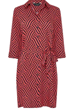 M&Co Womens Red Geometric Print Shirt Dress><noscript><img width=