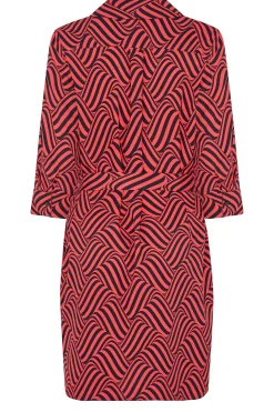 M&Co Womens Red Geometric Print Shirt Dress><noscript><img width=