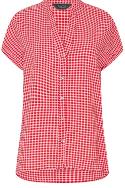 M&Co Womens Red Gingham Short Sleeve Shirt><noscript><img width=