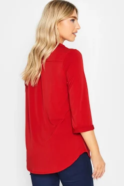 M&Co Womens Red Half Placket Blouse><noscript><img width=