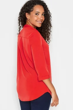 M&Co Womens Red Half Placket Jersey Shirt><noscript><img width=