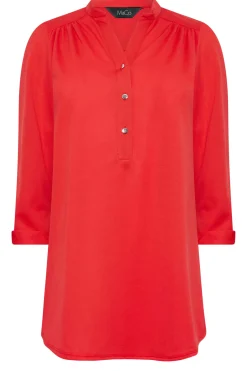 M&Co Womens Red Half Placket Jersey Shirt><noscript><img width=