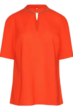 M&Co Womens Red Keyhole Sequin Blouse><noscript><img width=