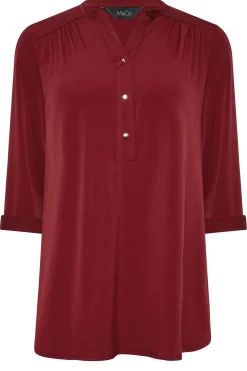 M&Co Womens Red Placket Jersey Shirt><noscript><img width=