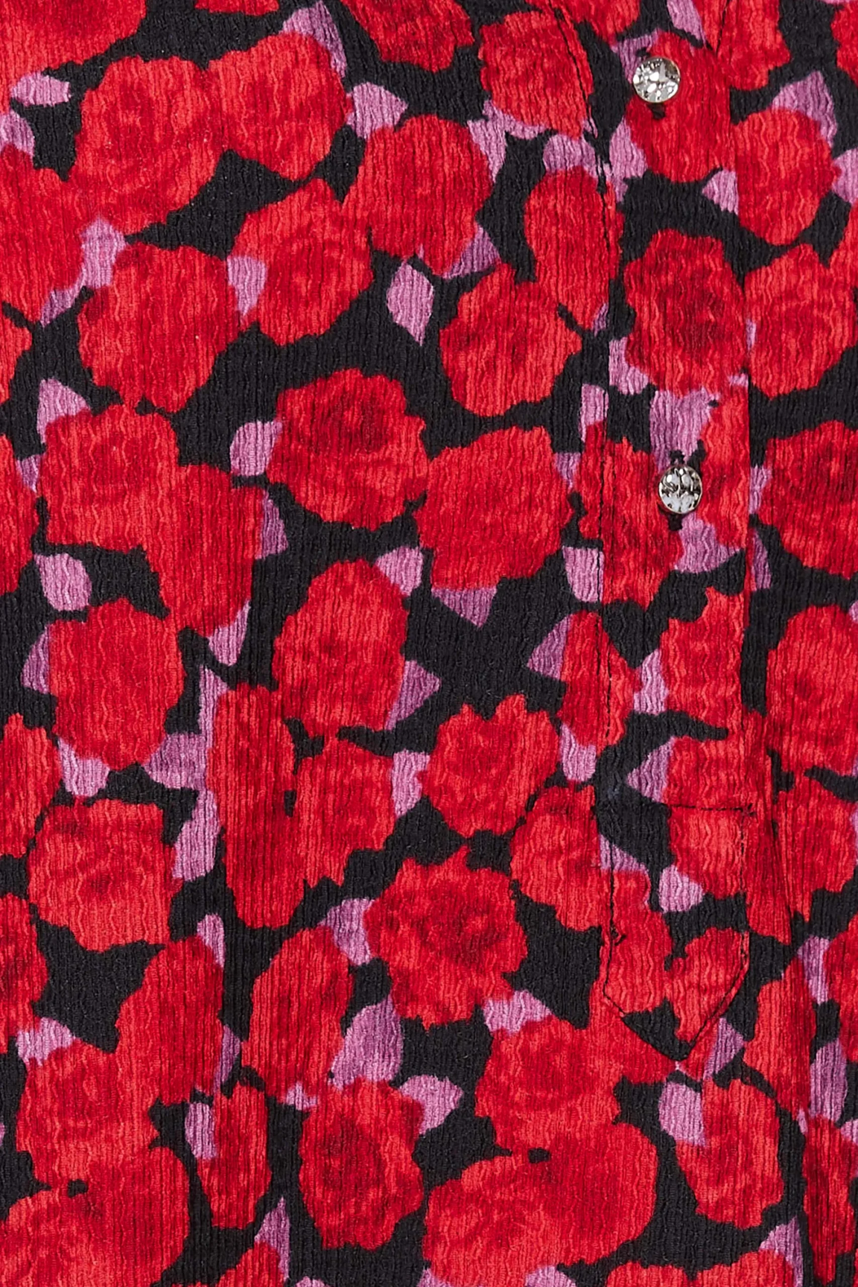M&Co Womens Red Rose Print Half Placket Shirt>Women Shirts