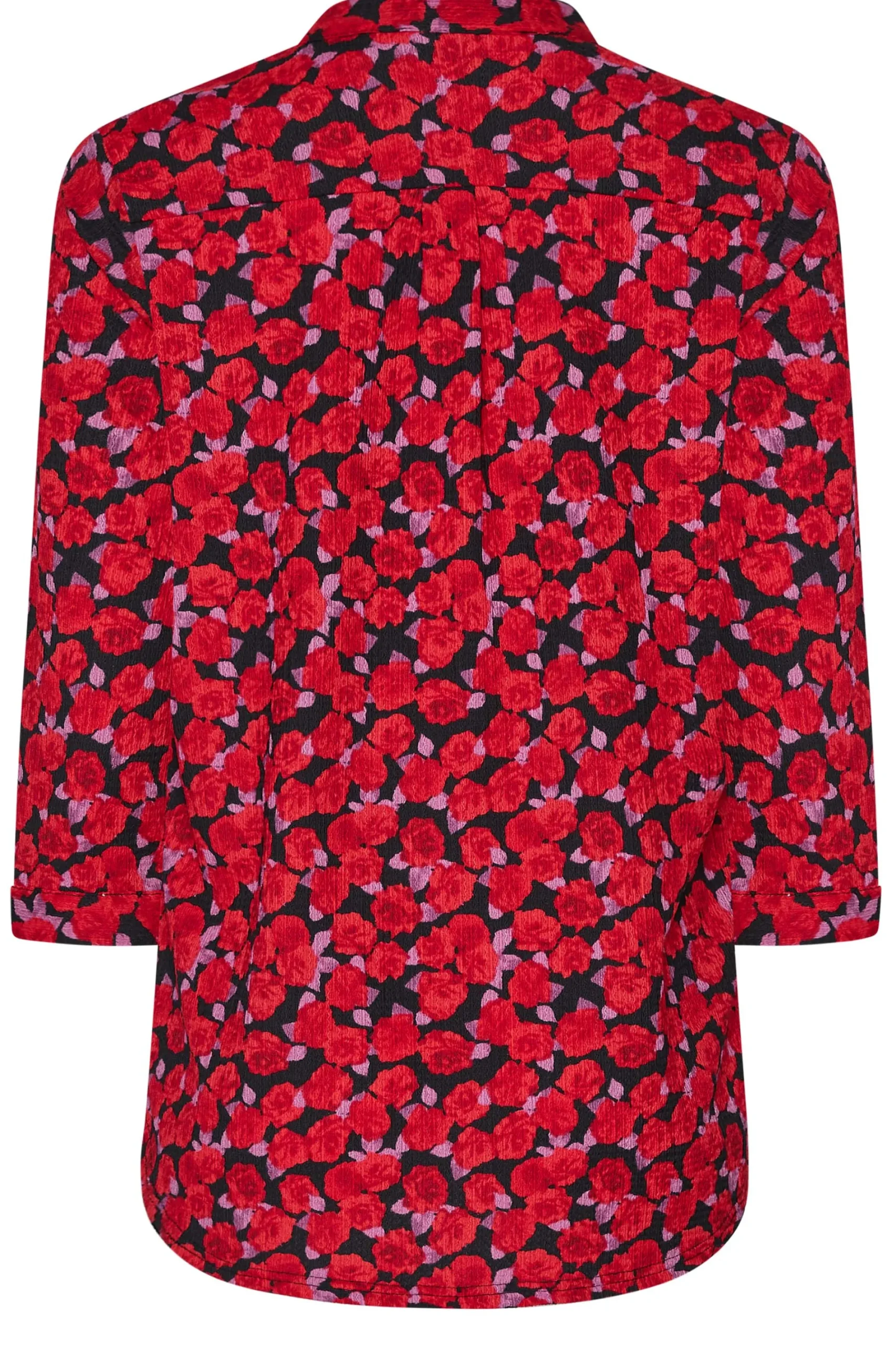 M&Co Womens Red Rose Print Half Placket Shirt>Women Shirts