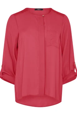 M&Co Womens Red Satin Contrast Panel Shirt><noscript><img width=