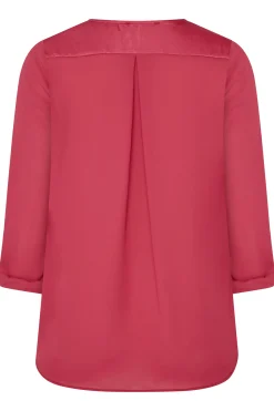 M&Co Womens Red Satin Contrast Panel Shirt><noscript><img width=