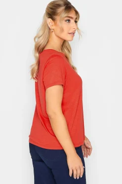 M&Co Womens Red Short Sleeve Cotton Blend T-Shirt><noscript><img width=