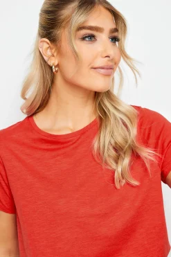 M&Co Womens Red Short Sleeve Cotton Blend T-Shirt><noscript><img width=