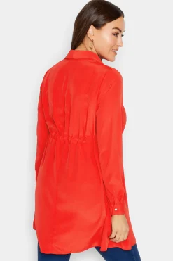 M&Co Womens Red Tie Waist Tunic Shirt><noscript><img width=
