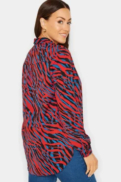 M&Co Womens Red Zebra Print Long Sleeve Shirt><noscript><img width=