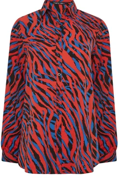 M&Co Womens Red Zebra Print Long Sleeve Shirt><noscript><img width=