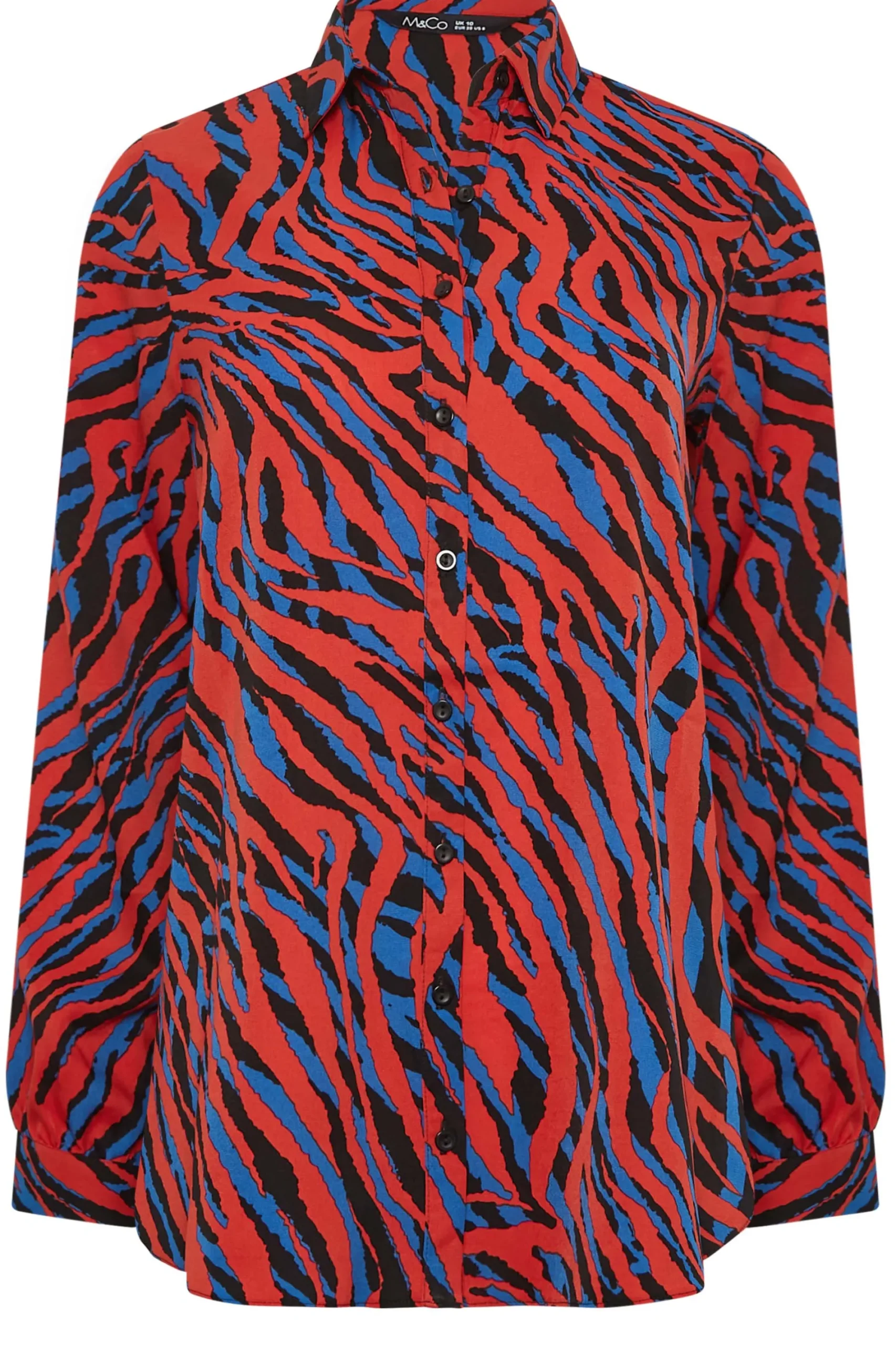 M&Co Womens Red Zebra Print Long Sleeve Shirt>Women Shirts