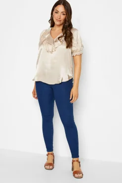 M&Co Womens Rose Gold Frill Front Blouse>Women Short Sleeve Tops