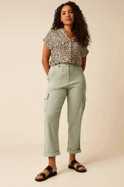 M&Co Womens Sage Green Cargo Trousers>Women Trousers