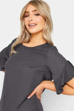 M&Co Womens Slate Grey Frill Sleeve Blouse><noscript><img width=