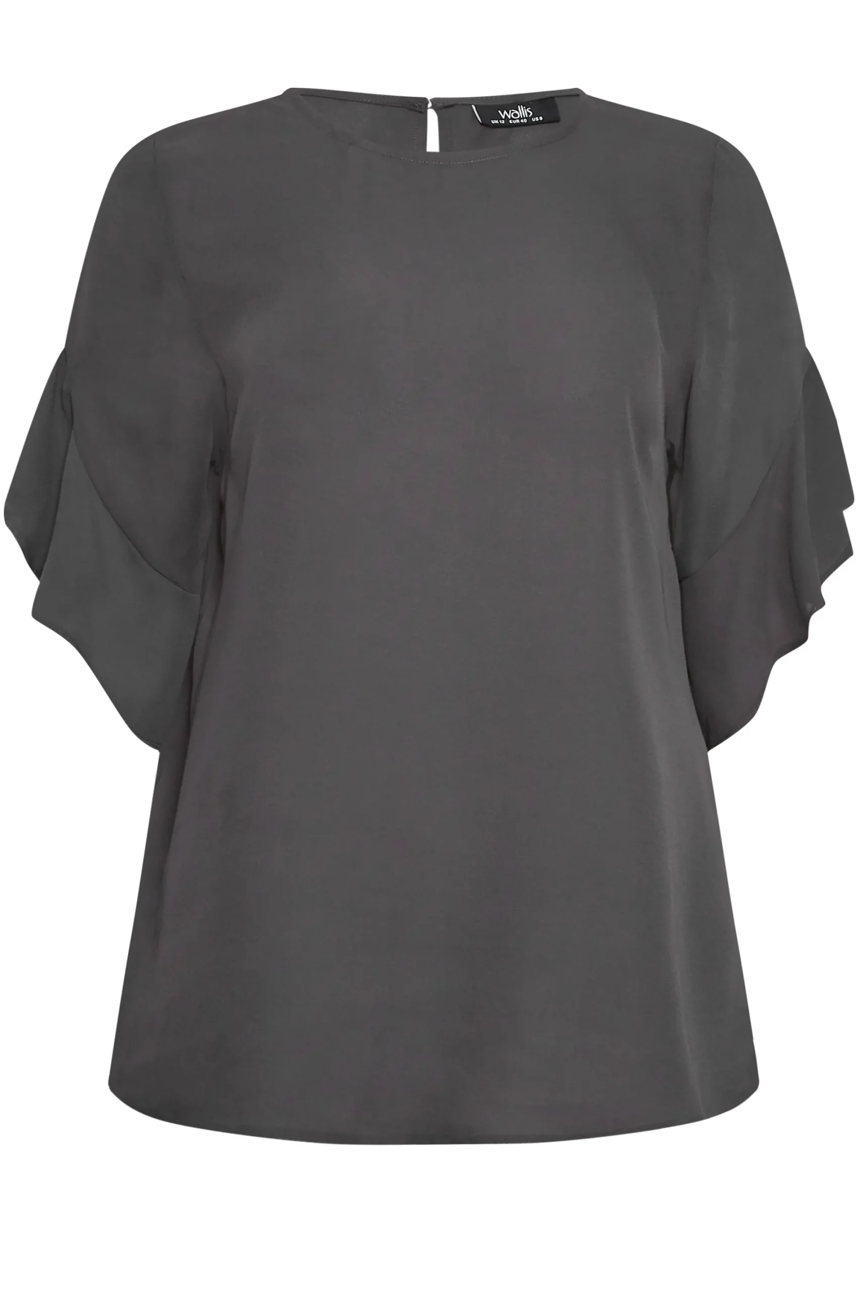 M&Co Womens Slate Grey Frill Sleeve Blouse>Women Short Sleeve Tops