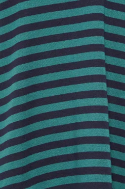 M&Co Womens Teal Blue Stripe V-Neck Long Sleeve Cotton T-Shirt><noscript><img width=