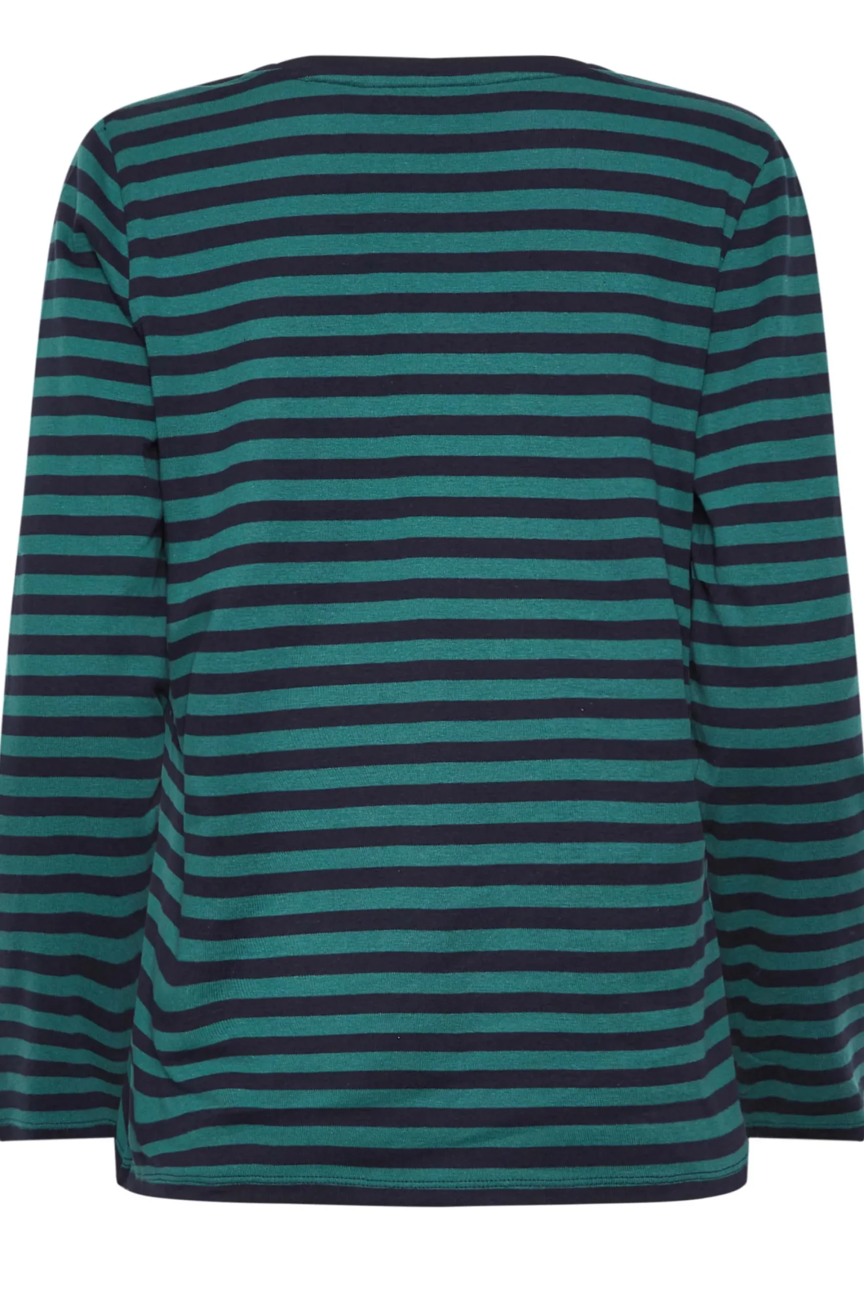 M&Co Womens Teal Blue Stripe V-Neck Long Sleeve Cotton T-Shirt>Women T-Shirts