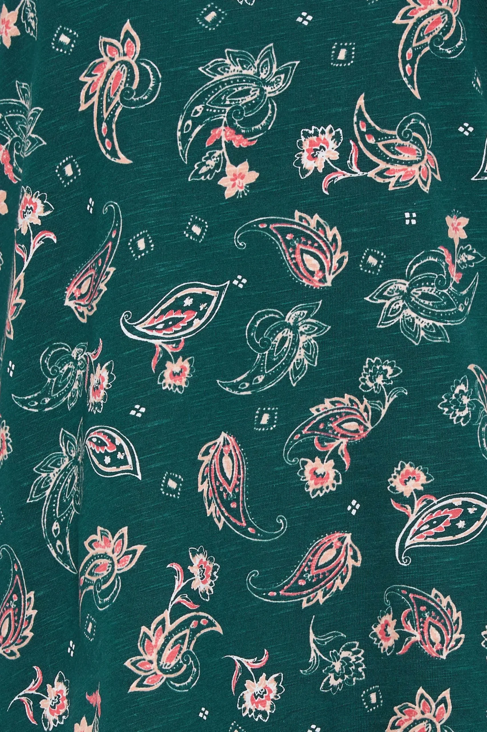 M&Co Womens Teal Green Paisley Print Notch Neck Cotton T-Shirt>Women T-Shirts