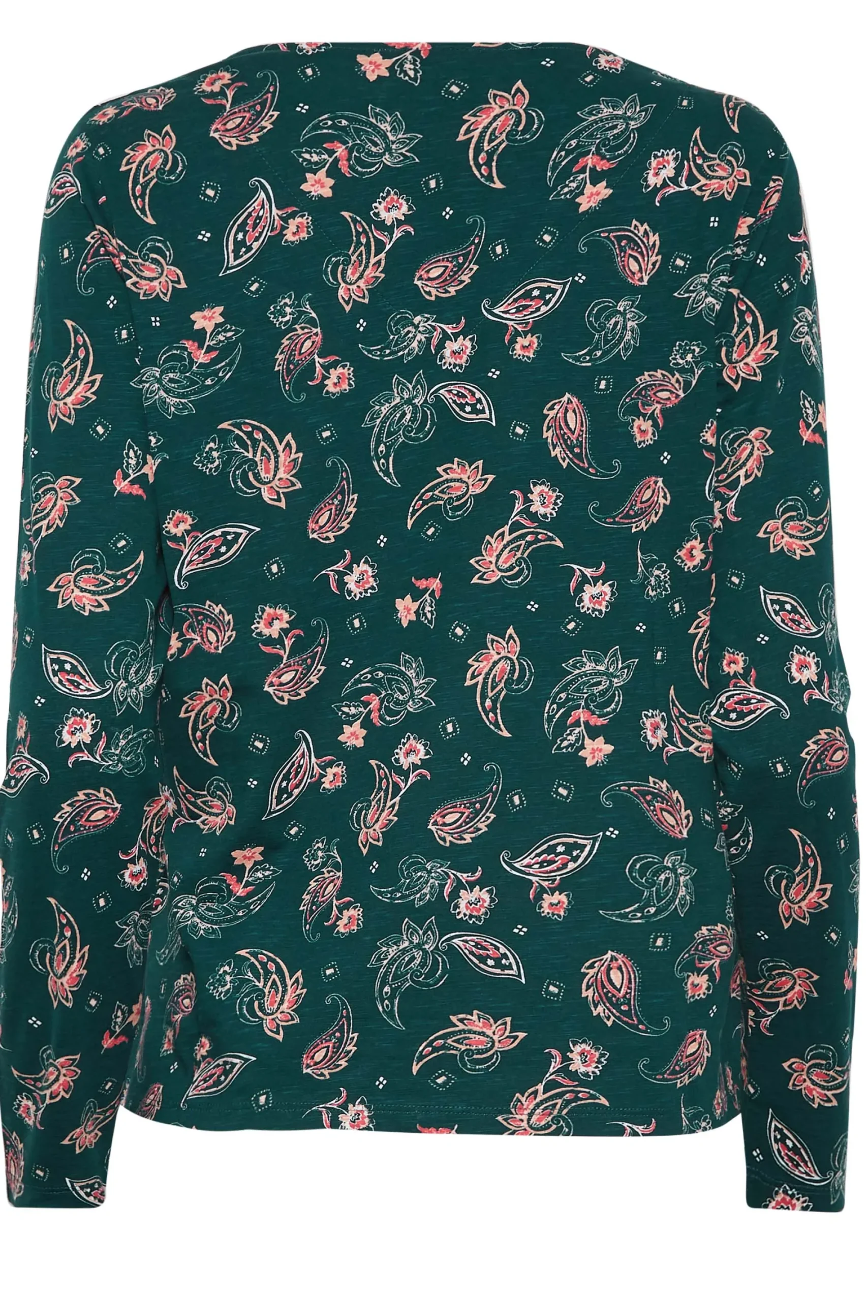 M&Co Womens Teal Green Paisley Print Notch Neck Cotton T-Shirt>Women T-Shirts