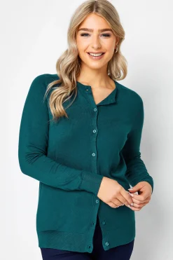 M&Co Womens Teal Green Ribbed Shoulder Cardigan>Women Cardigan