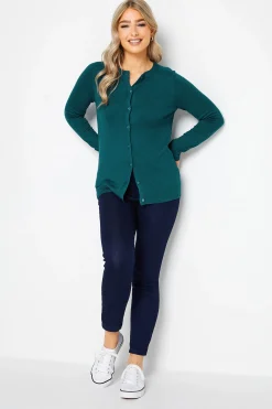 M&Co Womens Teal Green Ribbed Shoulder Cardigan>Women Cardigan